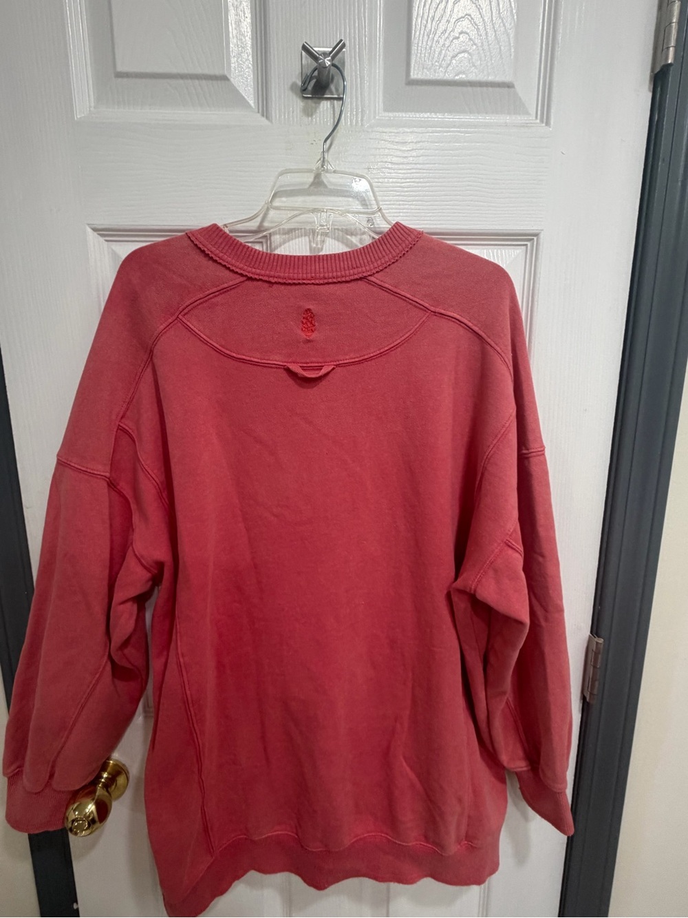 Free people Coral-Red Crewneck Pullover